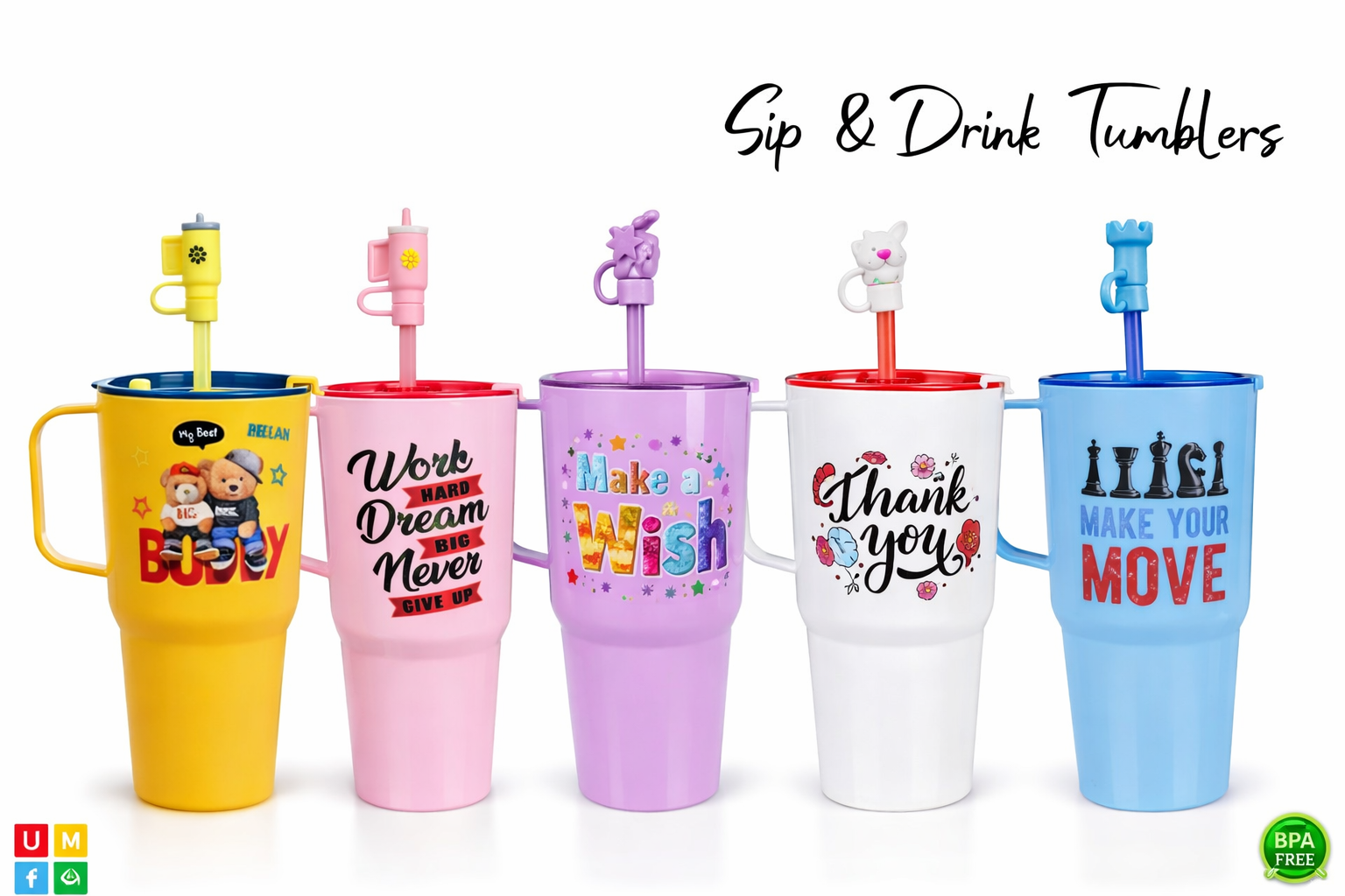 Sip & Drink Kids Tumbler with Straw & Handle
