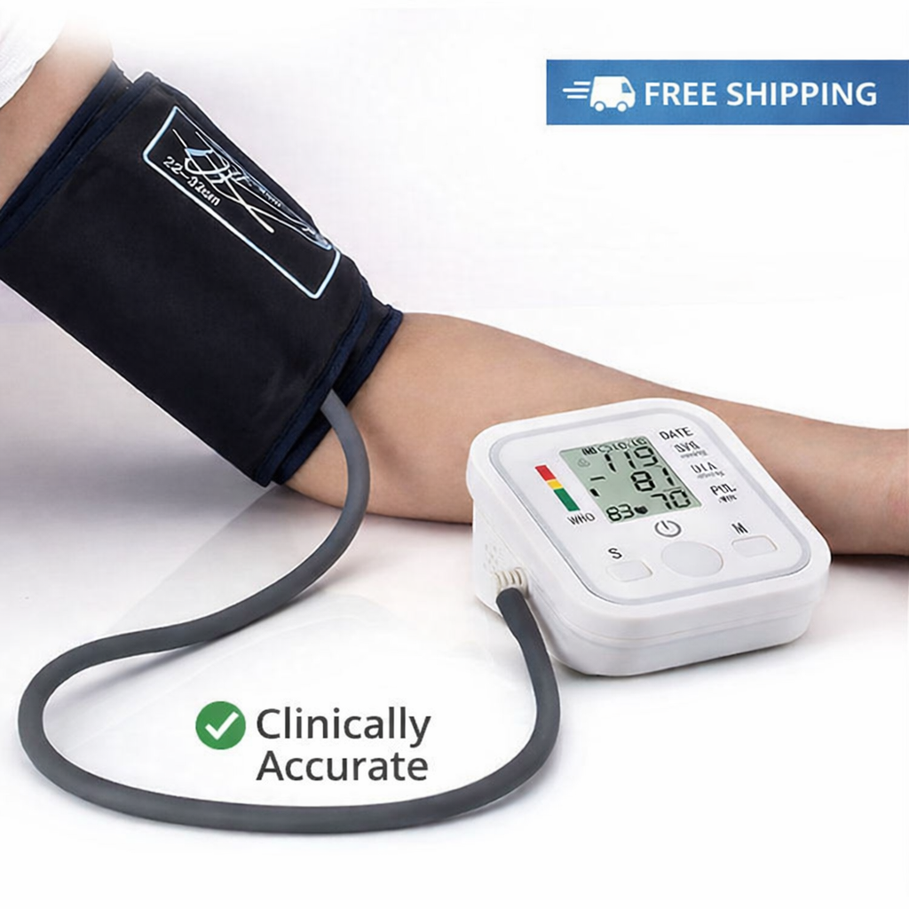 Electronic Arm Blood Pressure Monitor with Voice Broadcast – Digital Sphygmomanometer