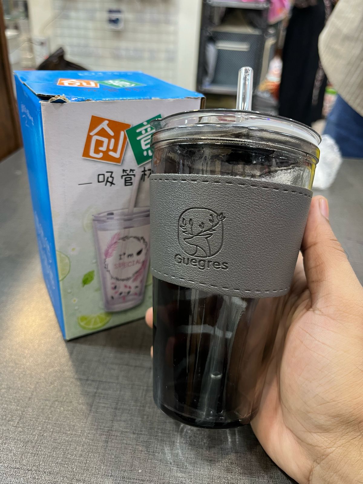 Tumbler With Straw & Silicon Sleeve Glass
