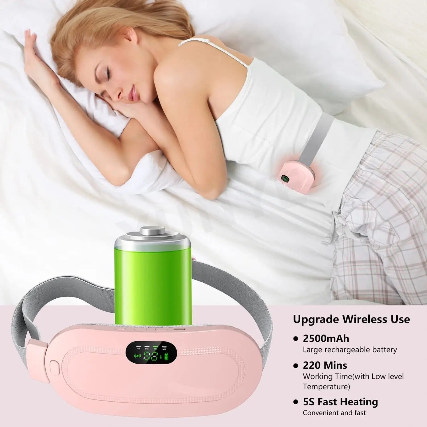 Rechargeable Heating Pad Belt for Period Pain Relief with Adjustable Temperature for Women