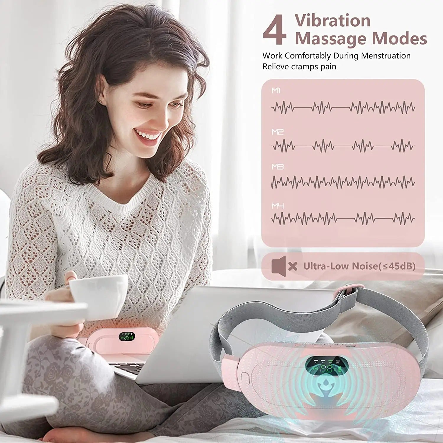 Rechargeable Heating Pad Belt for Period Pain Relief with Adjustable Temperature for Women