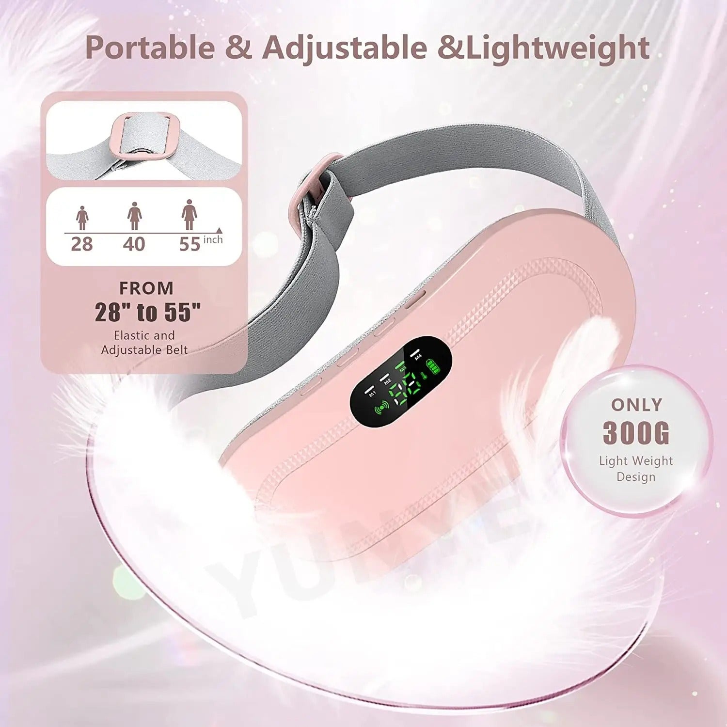 Rechargeable Heating Pad Belt for Period Pain Relief with Adjustable Temperature for Women