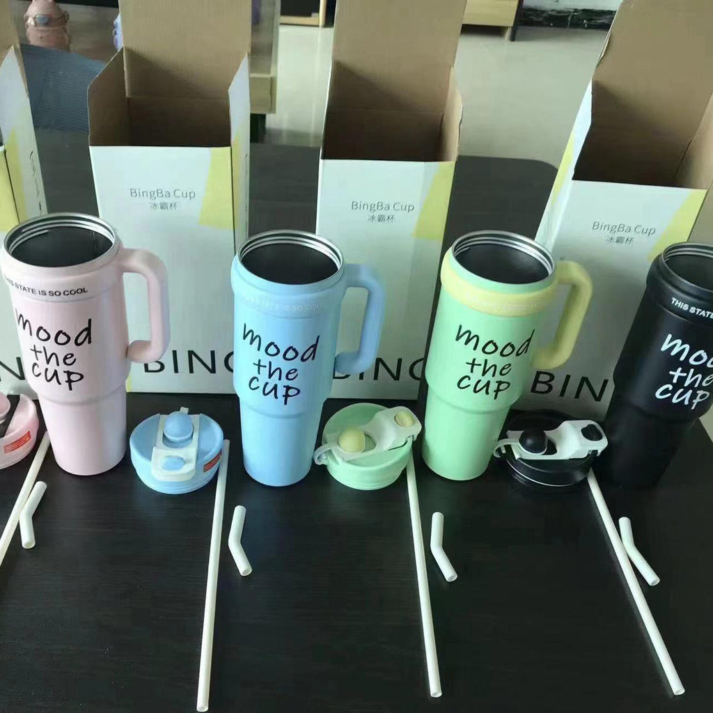 1200ml Stainless Steel Tumbler Water bottle with Handle & Straw for Hot & Cold Drinks