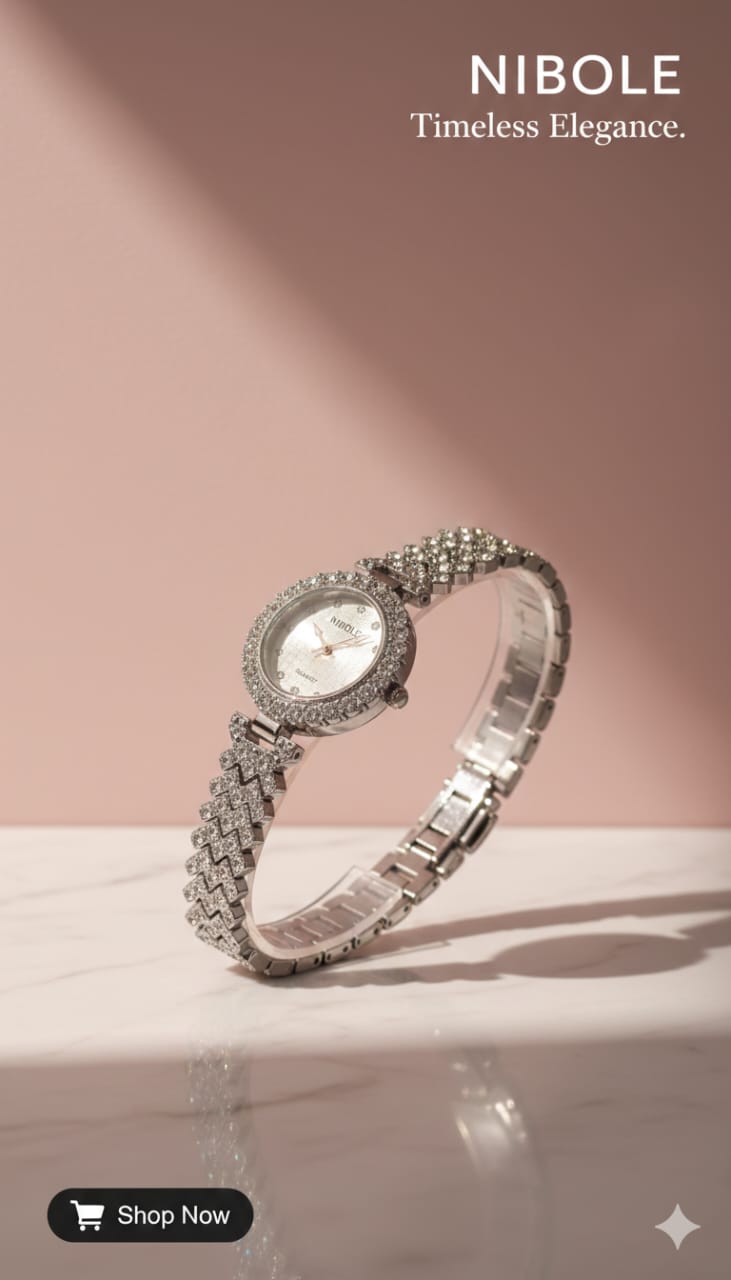 Luxury Diamond Stainless Steel Quartz Wrist Watch for womens