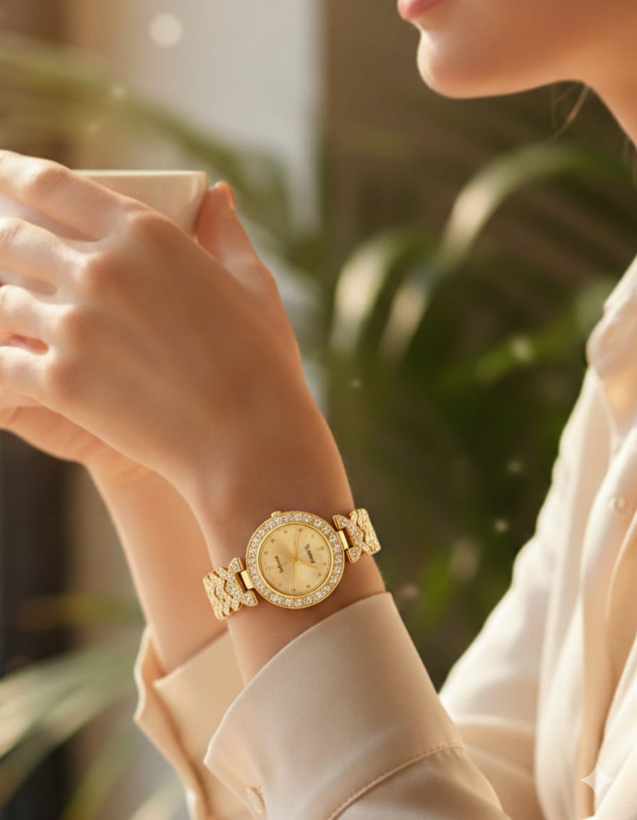 Luxury Diamond Stainless Steel Quartz Wrist Watch for womens