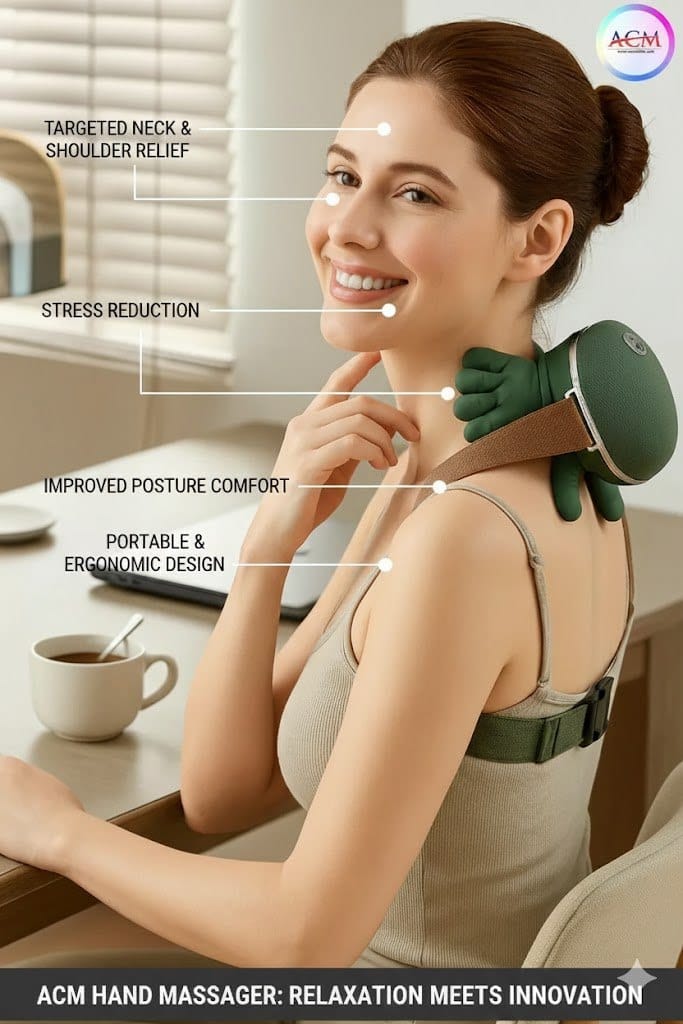 Electric Neck & Shoulder Massager 3 Level Heating Hand Shape Massager
