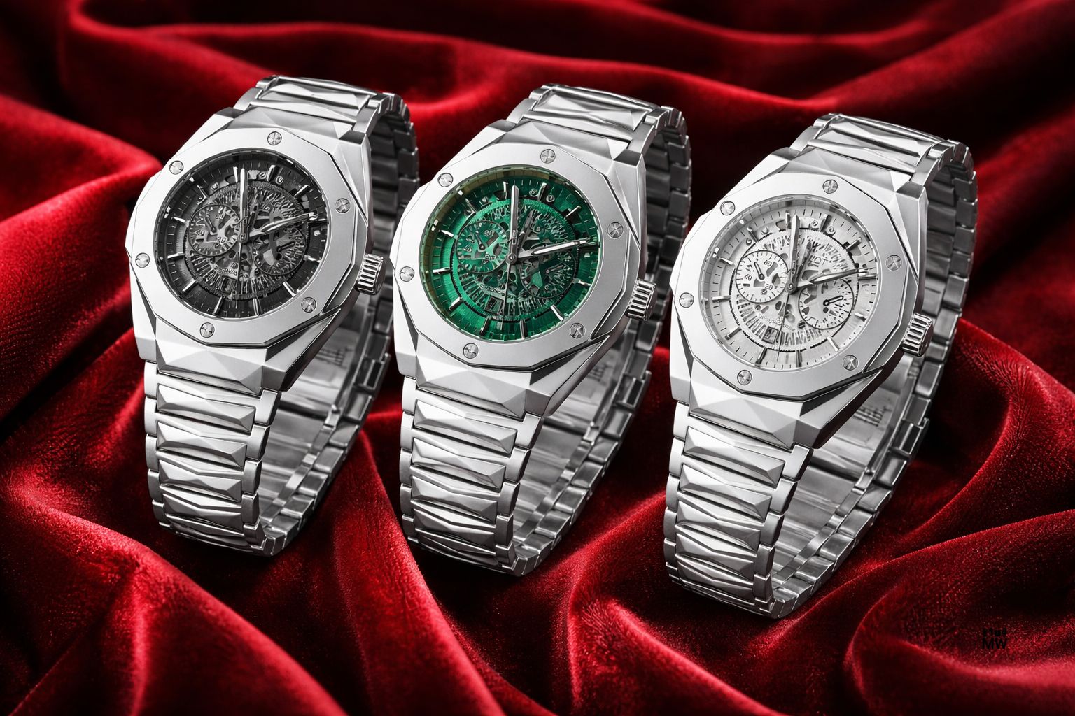 Hubolt Luxury Watch For Men Stainless Steel Chain Diamond Cut Design Skeleton