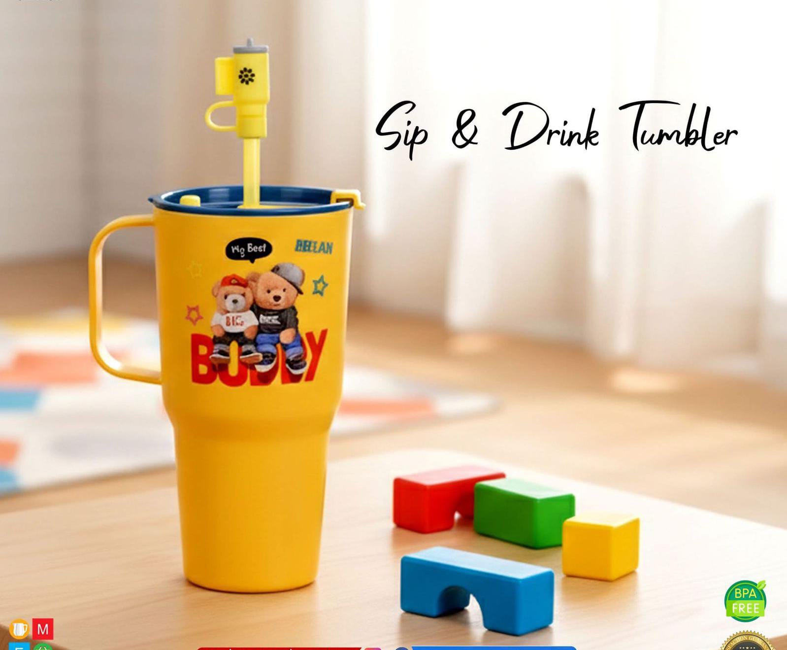 Sip & Drink Kids Tumbler with Straw & Handle