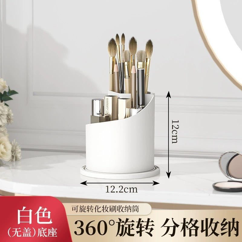 Plastic Makeup Brush Holder with Lid – Vanity Cosmetic Organizer